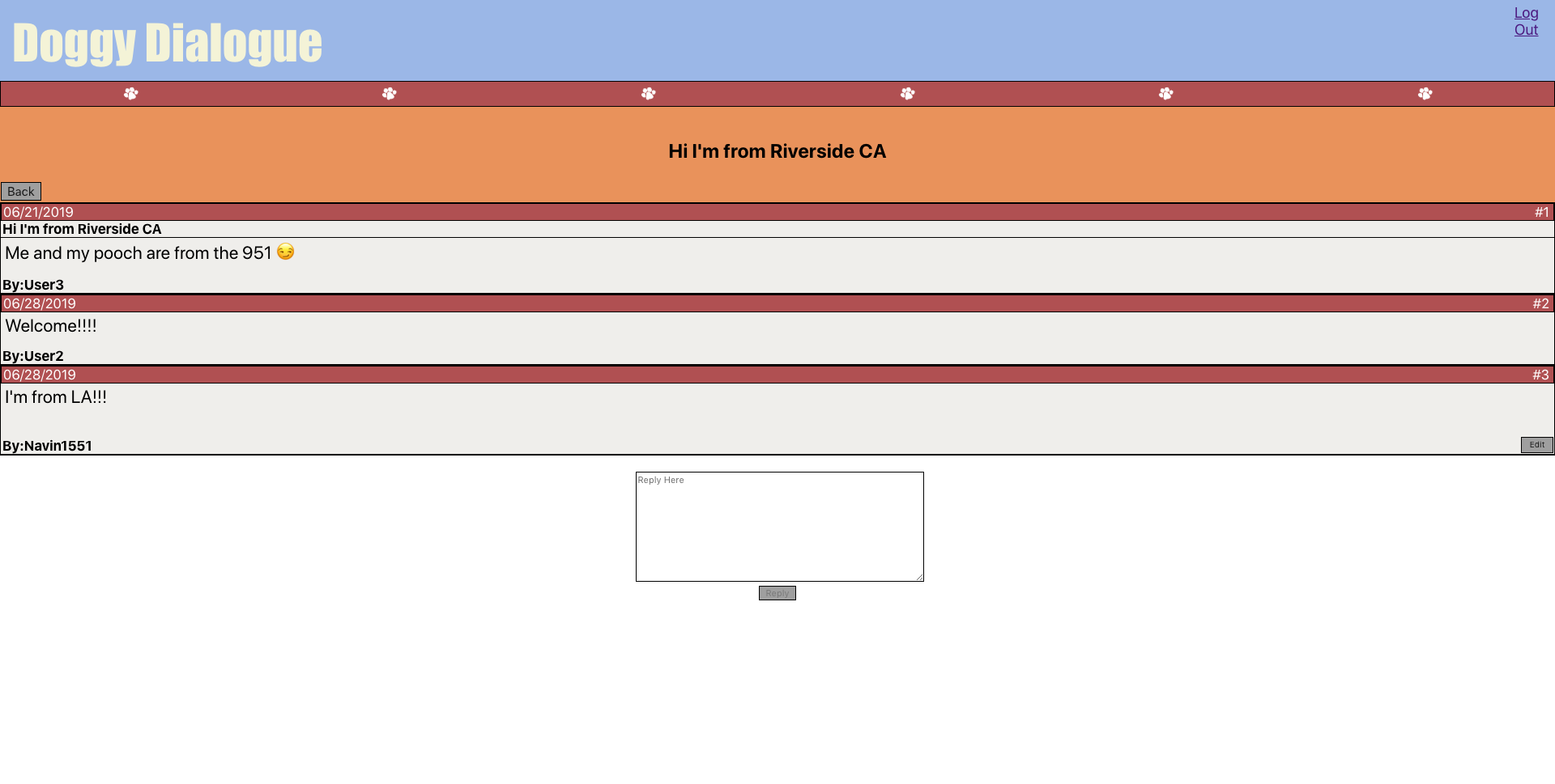 user post screen for Doggy Dialogue
