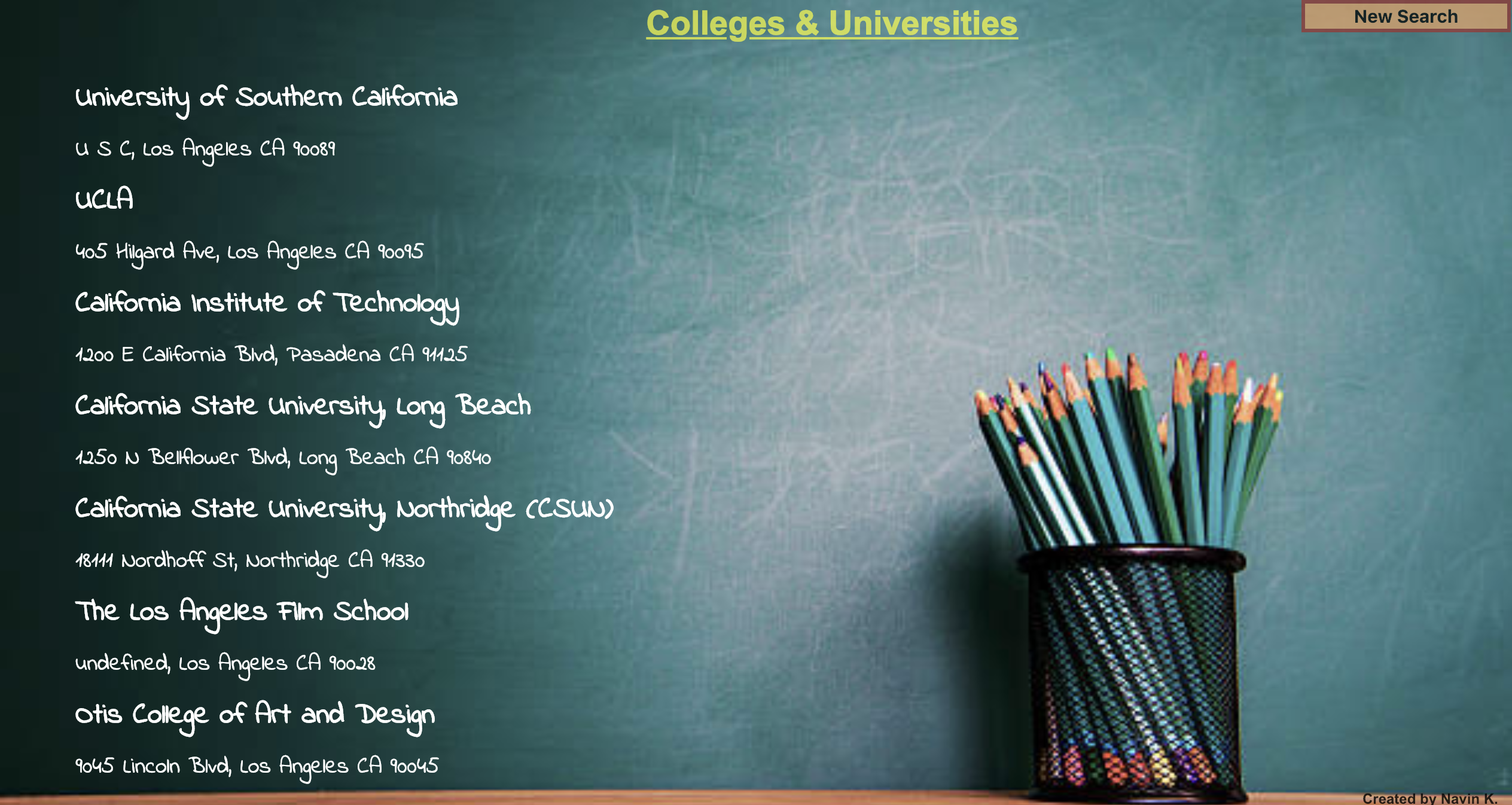 education results screen for Educator Locator